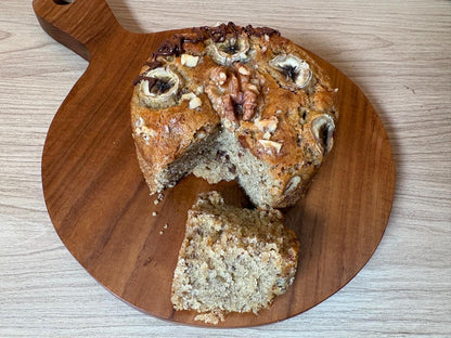Banana Walnut Millet Cake — made with jowar and almond flour, no refined flour, no refined sugar, no refined oil.
