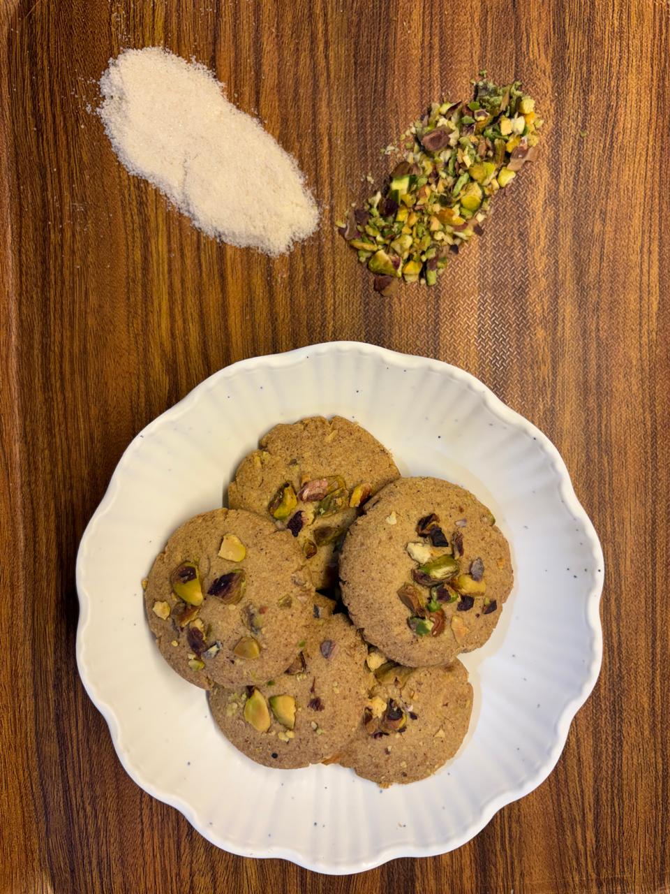 Pistachio Nankhatai – Whole Wheat, Besan & Desi Ghee Shortbread