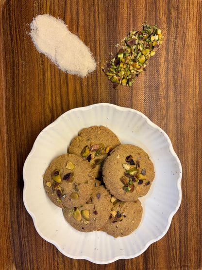 Pistachio Nankhatai – Whole Wheat, Besan & Desi Ghee Shortbread